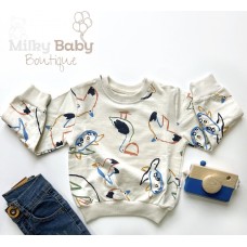 Kuş desenli erkek çocuk sweatshirt